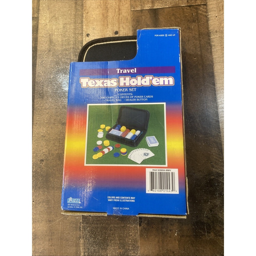 Vtg Excite Travel Texas Hold'Em Poker Set 200 Chips & Travel Case New 90s Y2K - Picture 8 of 16